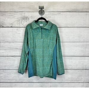 Columbia Plus Size Teal & Yellow Chevron Fleece Quarter Zip Jacket Size 1X